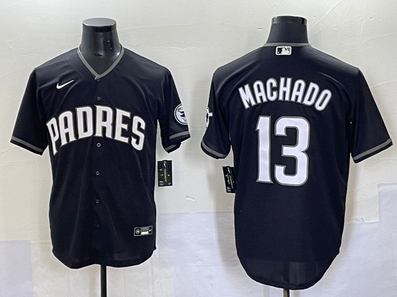 Men 2025 San Diego Padres 13 Machado Black Game Nike MLB Jersey style 7033